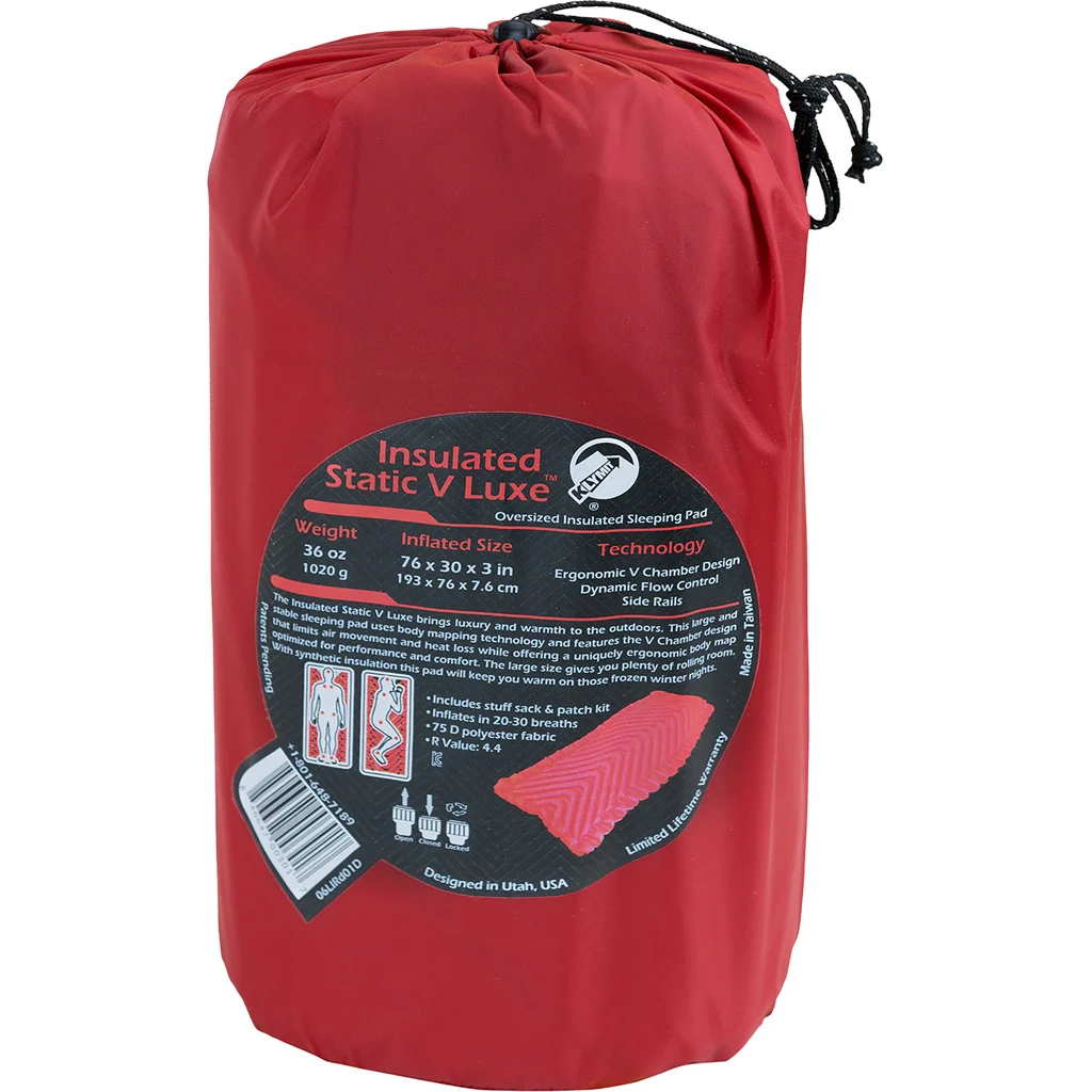 Klymit Insulated Static V Luxe Sleeping Pad Red - Image 2