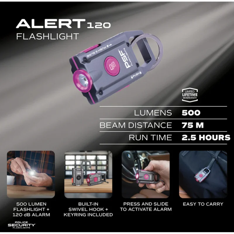 Police Security Alert 120 Personal Alarm Light 500 Lumens - Image 2