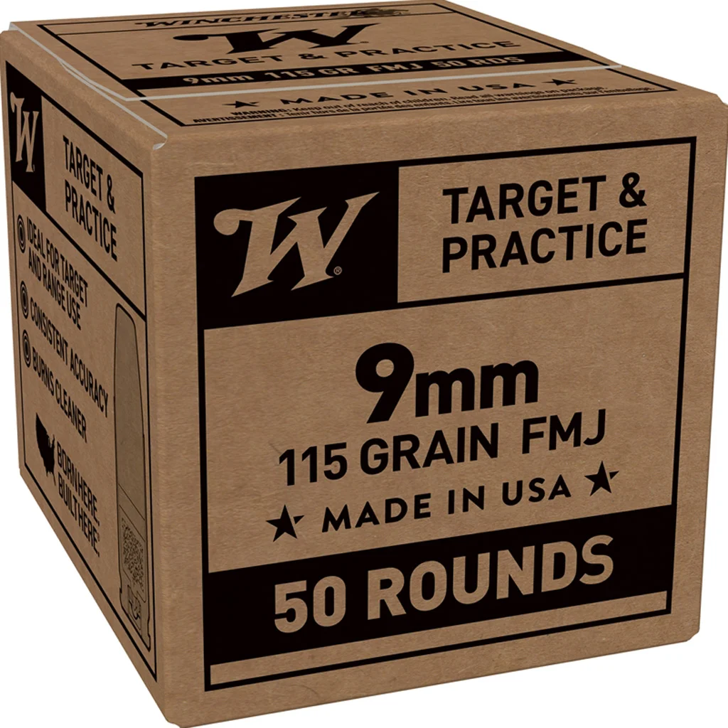 Winchester Target Pistol Ammo 9mm 115 gr. FMJ 50 rd - Image 2