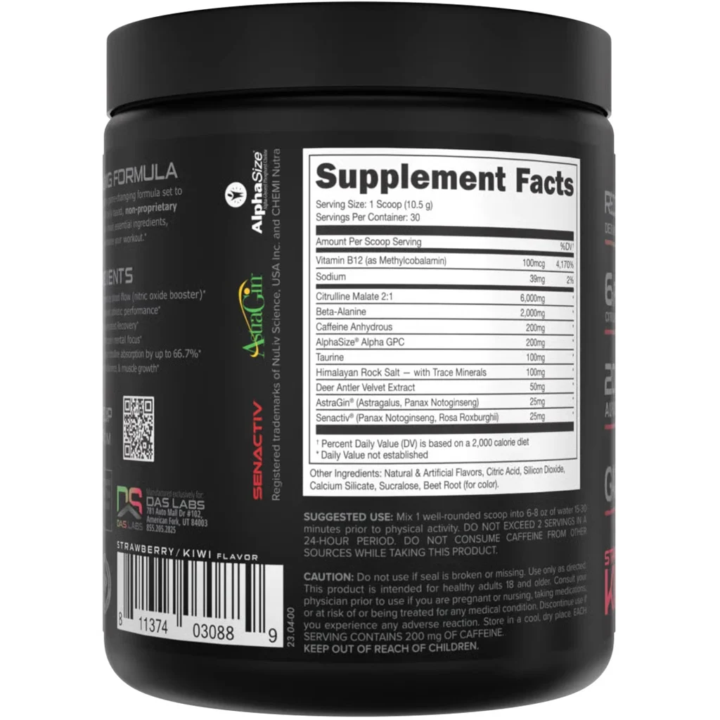 Bucked Up Pre-Workout Strawberry Kiwi 30 Serving Tub - Image 3