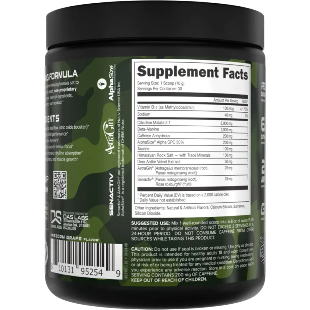 Bucked Up Pre-Workout Freedom Grape 30 Serving Tub - Image 2