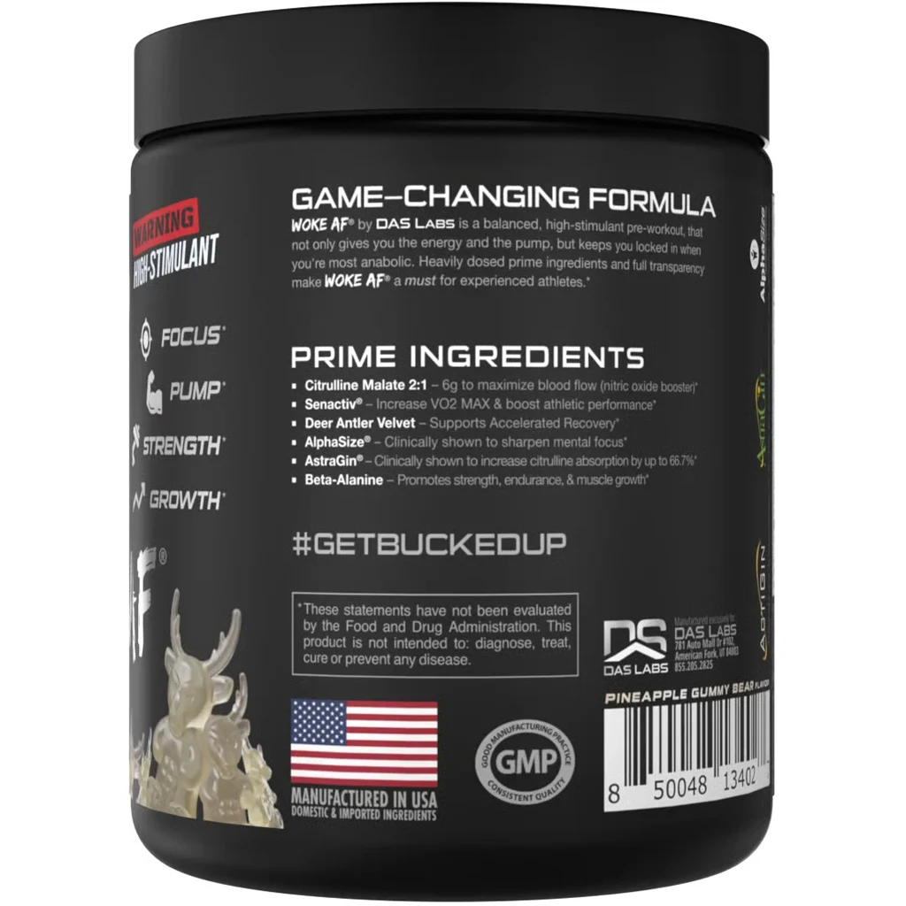 Bucked Up Woke AF Pre-Workout White Gummy Deer 30 Serving Tub - Image 2