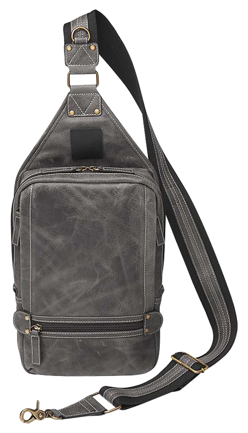 Gun Tote'n Mamas/Kingport GTMCZY108GREY Sling Backpack Gray Leather Includes Standard Holster