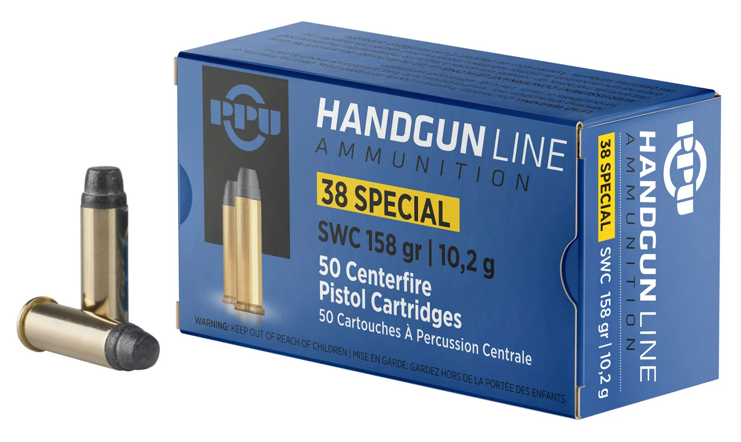 PPU PPH38SS Handgun 38Special 158gr Semi Wadcutter 50 Per Box/10 Case