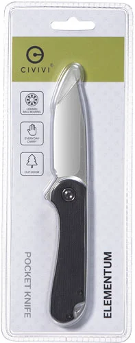 CIVIVI KNIFE ELEMENTUM 2.96" - BLACK G10/SATIN D2 CLAM PACK - Image 2