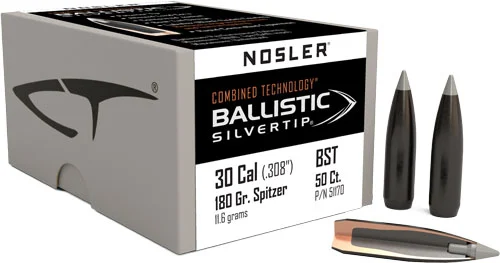 NOSLER BULLETS 30 CAL .308 - 180GR BALLISTIC SILVER TIP 50C - Image 2