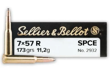 Sellier & Bellot 7mm x 57 Rimmed Ammunition SB757RA 173 Grain Soft Point Cutting Edge 20 Rounds